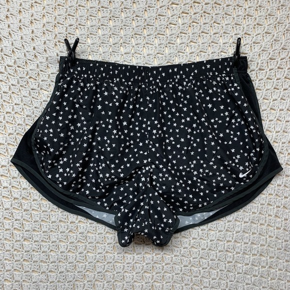 Nike Dri Fit Dry Tempo Running Shorts Women Sz 1X Black White Star Gym DH2983- - Picture 1 of 13